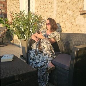 Boho Black & Cream Printed Wrap Maxi Dress